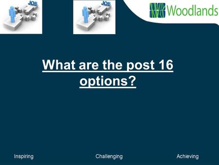 What are the post 16 options?. What does the law say? For some time there has been concern about the number of young people not in education, employment.