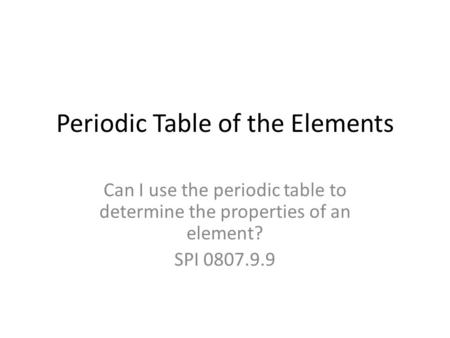 Periodic Table of the Elements