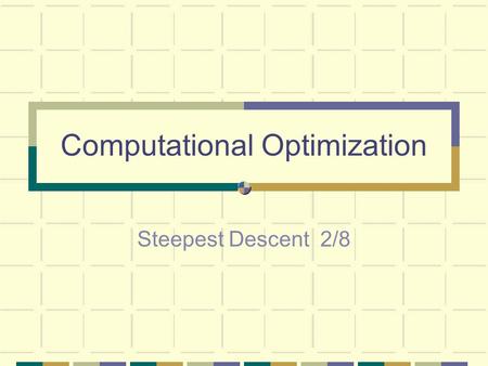 Computational Optimization