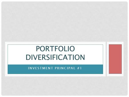 INVESTMENT PRINCIPAL #1 PORTFOLIO DIVERSIFICATION.