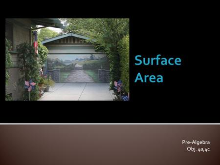 Pre-Algebra Obj. 4a,4c Surface Area is the amount of exposed AREA on a 3-D object. Surface Area is always measured in square units, just like AREA is.