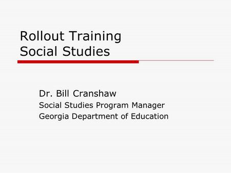 Rollout Training Social Studies