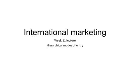 International marketing