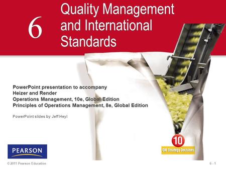 6 Quality Management and International Standards