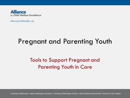 Pregnant and Parenting Youth Tools to Support Pregnant and Parenting Youth in Care.