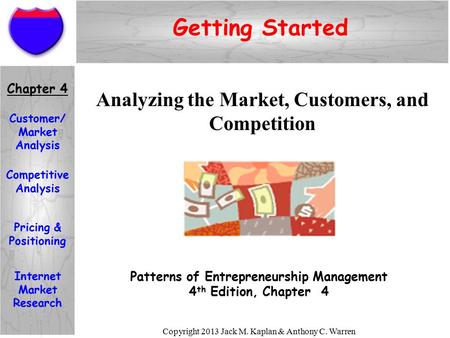 Copyright 2013 Jack M. Kaplan & Anthony C. Warren Analyzing the Market, Customers, and Competition Patterns of Entrepreneurship Management 4 th Edition,