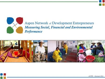 ANDE - Summer 2011 Aspen Network of Development Entrepreneurs Measuring Social, Financial and Environmental Performance.