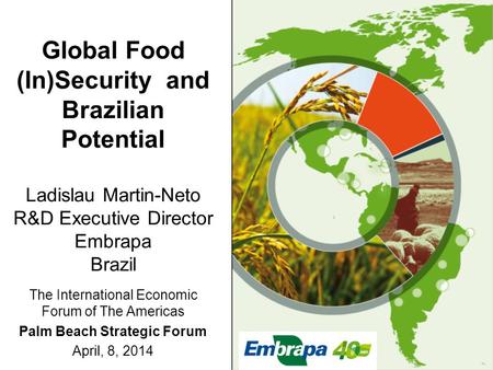 Global Food (In)Security and Brazilian Potential Ladislau Martin-Neto R&D Executive Director Embrapa Brazil The International Economic Forum of The Americas.