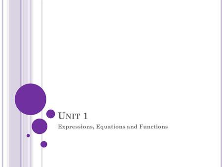 Expressions, Equations and Functions