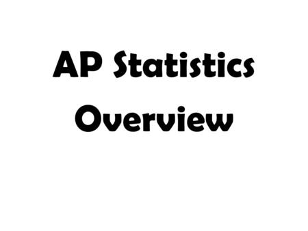 AP Statistics Overview