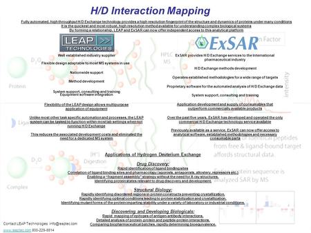 Fully automated, high throughput H/D Exchange technology provides a high resolution fingerprint of the structure and dynamics of proteins under many conditions.