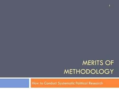 How to Conduct Systematic Political Research