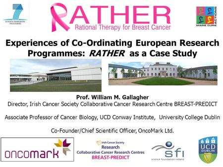 Experiences of Co-Ordinating European Research Programmes: RATHER as a Case Study Prof. William M. Gallagher Director, Irish Cancer Society Collaborative.