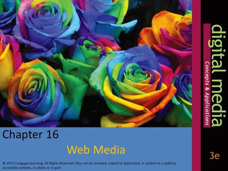 Chapter 16 Web Media © 2013 Cengage Learning. All Rights Reserved. May not be scanned, copied or duplicated, or posted to a publicly accessible website,