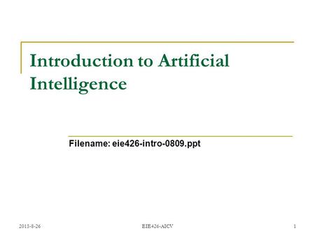 Introduction to Artificial Intelligence