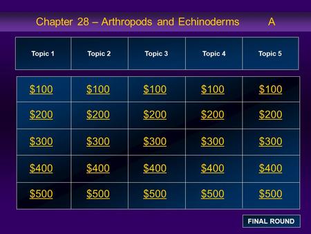 Chapter 28 – Arthropods and Echinoderms A