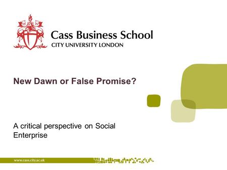 A critical perspective on Social Enterprise New Dawn or False Promise?