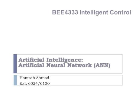 BEE4333 Intelligent Control