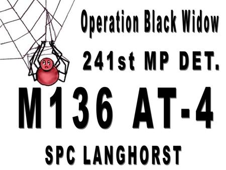 Operation Black Widow 241st MP DET. M136 AT-4 SPC LANGHORST.