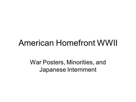 American Homefront WWII