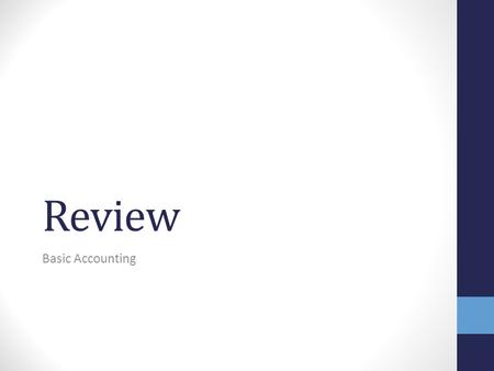 Review Basic Accounting. Fundamentals Assets are anything the business owns that has a dollar value (debit balance on the “T-accounts”) Liabilities are.