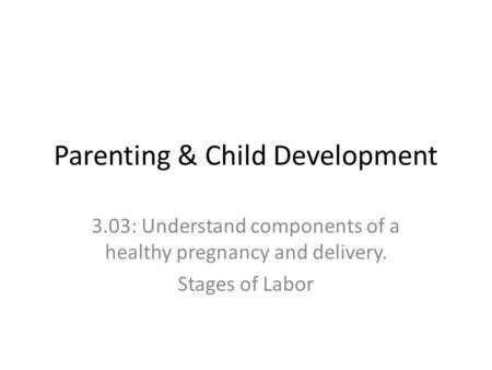 Parenting & Child Development