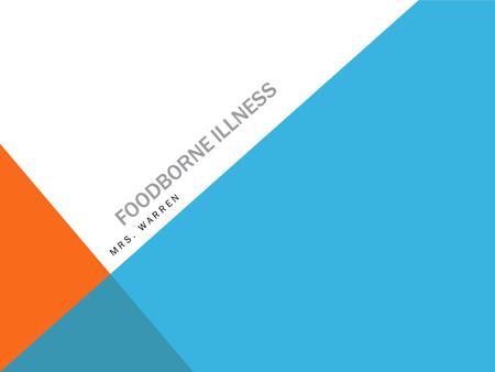 FOODBORNE ILLNESS MRS. WARREN. WHAT IS A FOODBORNE ILLNESS  Foodborne Illness › A disease transmitted to people by food.  Foodborne Illness Outbreak.