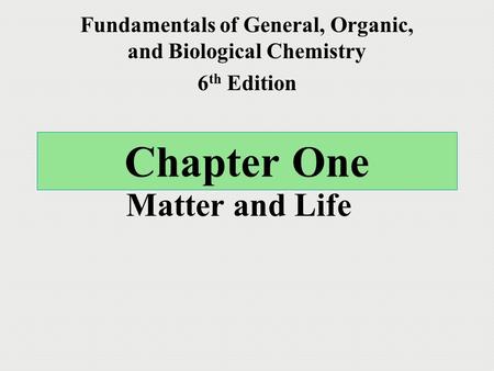 Fundamentals of General, Organic, and Biological Chemistry