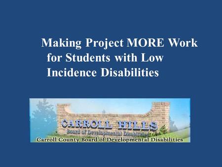 Making Project MORE Work for Students with Low Incidence Disabilities.