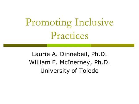 Promoting Inclusive Practices