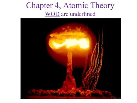 Chapter 4, Atomic Theory WOD are underlined. Each block is an element.