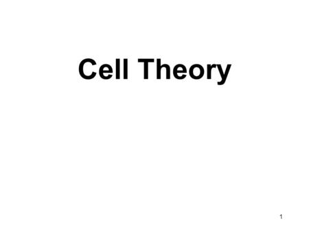 Cell Theory.