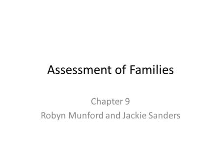 Assessment of Families