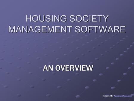 HOUSING SOCIETY MANAGEMENT SOFTWARE