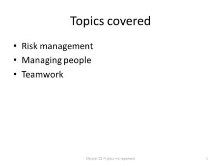 Chapter 22 Project management