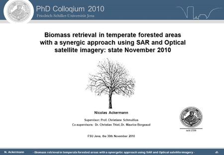 N. Ackermann - Biomass retrieval in temperate forested areas with a synergetic approach using SAR and Optical satellite imagery - 1 Nicolas Ackermann Supervisor: