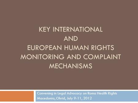 Convening in Legal Advocacy on Roma Health Rights