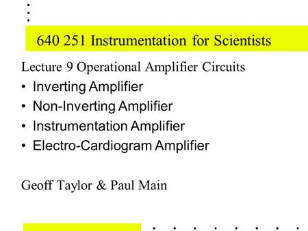 Instrumentation for Scientists