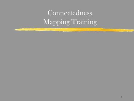 1 Connectedness Mapping Training. 2 OUTLINE z Introduction z Rationale and features of the model z Break out in groups z Closure.