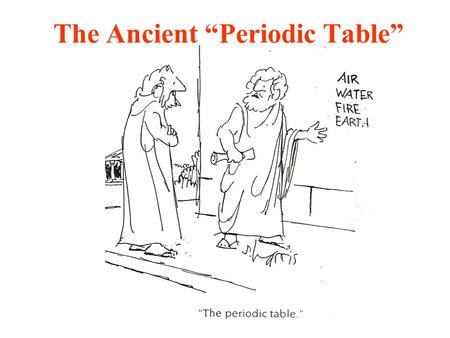 The Ancient “Periodic Table”. Survey of the Periodic Table Semiconductor Materials Formed from Atoms in Various Columns.