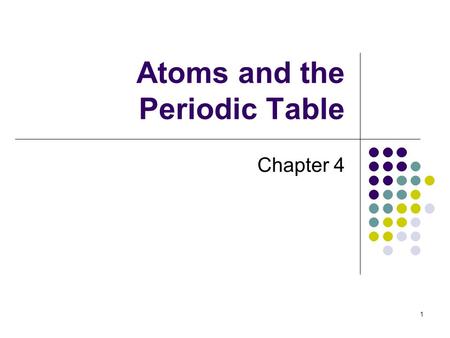 Atoms and the Periodic Table