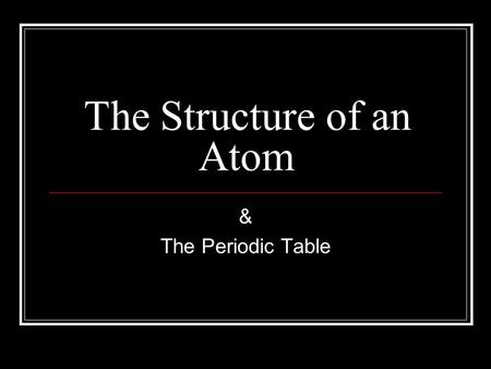 The Structure of an Atom