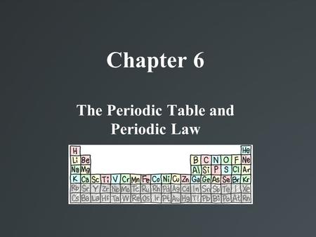 Chapter 6 The Periodic Table and Periodic Law