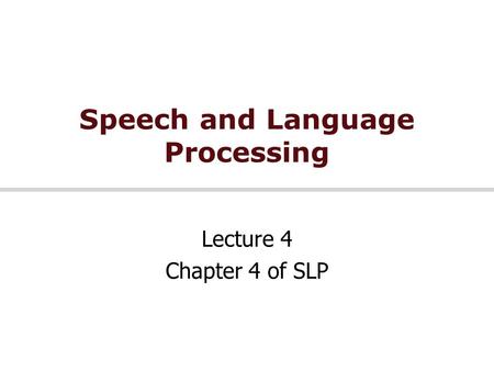 Speech and Language Processing