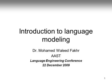 Introduction to language modeling