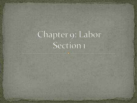 Chapter 9: Labor Section 1