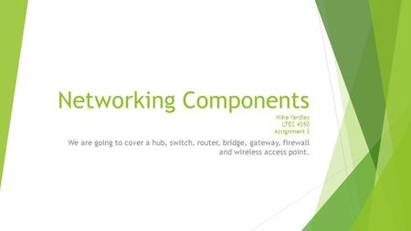 Networking Components Mike Yardley LTEC 4550 Assignment 3