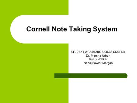 Cornell Note Taking System