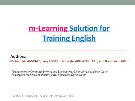 m-Learning Solution for Training English