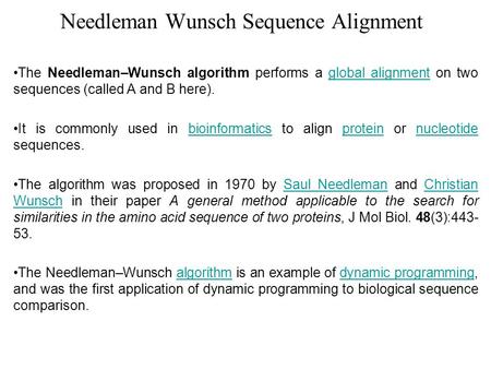 Needleman Wunsch Sequence Alignment